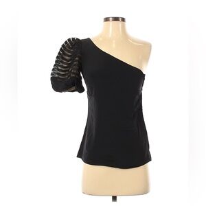 Reiss Elegant Black Silk One-Shoulder Top